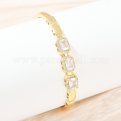 Браслеты из латуни с прозрачным кубическим цирконием в микропаве BJEW-F504-01G