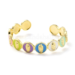 Plat rond avec bracelet manchette en émail jésus christ&nbsp;BJEW-D448-05G-RS