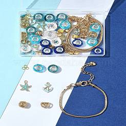 Наборы для изготовления европейских браслетов с эмалированными бусинами из смолы и сплава морской тематики «сделай сам»&nbsp;DIY-FS0006-87