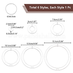 アクリル透明圧板  鉄製ルーズリーフ製本ヒンジリング付き  ラウンド  2.5~15.1x0.35cm  穴：5mm  6個/セット&nbsp;DIY-NB0012-47A