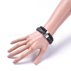 Conjuntos de pulseras elásticas unisex y pulseras de cordón de cuero&nbsp;BJEW-JB04895-03