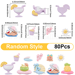 80 Stück 2 Stile Sommerthema undurchsichtige Harz-Cabochons&nbsp;CRES-SC0003-28