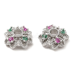 Латунные колпачки для бусин с микропаве и разноцветными фианитами KK-F860-77P