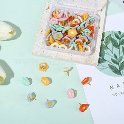 60 шт. кнопки-цветы из полиэстера и сплава&nbsp;AJEW-SC0031-46