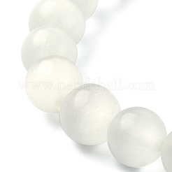 Bracciale elasticizzato con perline rotonde cat eye con ciondoli in lega da donna&nbsp;BJEW-TA00328
