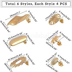 304ステンレススチールスタッドピアス金具  ピアスキャッチ/ピアスバックキャッチ付き  混合図形  ゴールドカラー  17mm  穴：1.8mm  ピン：0.7mm&nbsp;STAS-UN0003-05G