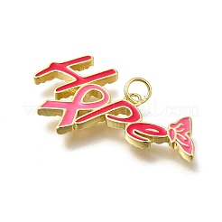 Октябрь рак груди розовая лента осведомленности латунные эмалевые подвески&nbsp;KK-S517-04G-G