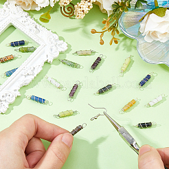 18 Stück 9 Stile natürlicher gemischter Edelstein Kupferdraht gewickelt Säulenglieder Verbinder Charms&nbsp;PALLOY-FH00076