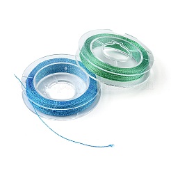 10 ロール 3 層メタリックポリエステル糸  ラウンド  刺繍やジュエリー作りに  ブルー  0.3mm  約24ヤード（22m）/ロール  10のロール/グループ&nbsp;MCOR-YW0001-03D