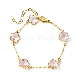 Braccialetti a maglie con fiori in vetro 2 pz 2 colori&nbsp;BJEW-JB10580
