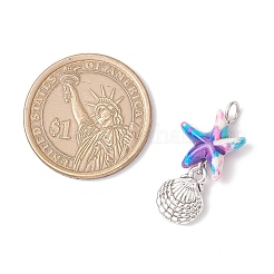 7 шт. 7 стиля синтетических окрашенных бирюзовых морских звезд и сплава морских животных&nbsp;PALLOY-JF03754-02