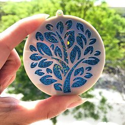 Плоская круглая с кулоном дерево жизни силиконовые Молды&nbsp;DIY-L071-04