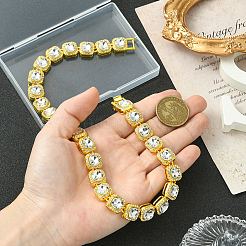 1 шт. цинковый сплав паве квадратные прозрачные стеклянные теннисные ожерелья для женщин&nbsp;NJEW-SP0001-07G