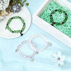 4 stücke 4 arten hexe hut krone legierung charme glas & synthetische mondstein & katzenauge perlen stretch-armband sets&nbsp;BJEW-PH01982