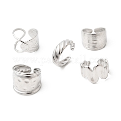 5 шт. открытые манжеты из нержавеющей стали 304 для женщин&nbsp;RJEW-K313-08P