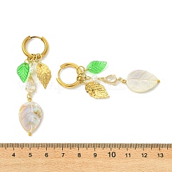 Ohrringe aus natürlichem Süßwassermuschel- und tropfenförmigem Glas&nbsp;EJEW-JE07148