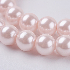 環境に優しい染色ガラスパールラウンドビーズ連売り  コットンコードねじ切り  ピンク  8mm  穴：0.7~1.1mm  約52個/連  15インチ&nbsp;HY-A002-8mm-RB033
