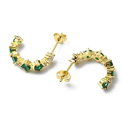 Boucles d'oreilles clous barre incurvée strass&nbsp;EJEW-D055-12G