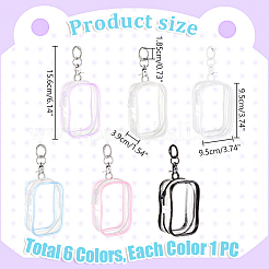 6 шт. 6-цветные портативные дорожные прозрачные пластиковые сумки на молнии с застежками из сплава ABAG-GA0001-29A