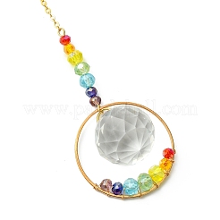 7 Chakra-Sonnenfänger aus Glas und Messingring mit klarem&nbsp;HJEW-JM04940