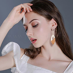 6 пара двухцветных сережек из смолы и дерева с железными булавками EJEW-AB00031