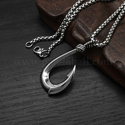 Collares con colgante de anzuelo de acero inoxidable 304 para hombre&nbsp;WG49AC2-01
