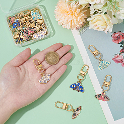 20 шт. 5 стильных подвесных украшений из эмалевого сплава в виде мотылька&nbsp;HJEW-PH02257