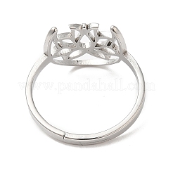 Anillo ajustable de loto hueco de acero inoxidable 304 antideslustre para mujer&nbsp;LS-RJEW-M149-30P