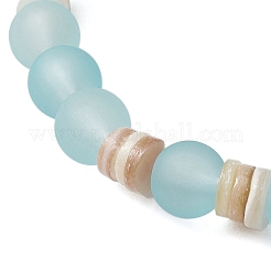 Браслеты из стекла и натуральных пресноводных ракушек в стиле бохо для женщин BJEW-JB11865-01