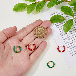 2 пара 2-цветных двухцветных массивных серег-колец из нержавеющей стали 304 с эмалью для женщин&nbsp;EJEW-DC0001-38C
