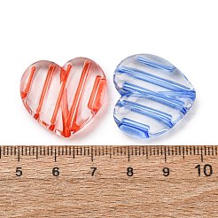 透明エナメルアクリルビーズ  縞模様のハート  ミックスカラー  23x24x7.5mm  穴：1.2mm  約192個/500g&nbsp;AC-CBABC78-02