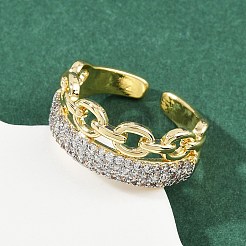 Манжеты из латуни с микро паве кубический цирконий для женщин RJEW-D326-05G