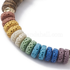 Эластичный браслет из окрашенной натуральной лавы&nbsp;BJEW-JB10061-01