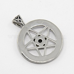 Vintage Herrenring aus 304 Edelstahl mit Pentagramm-Stern-Anhängern&nbsp;STAS-O044-25A