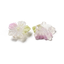 光る透明樹脂デコデンカボション  暗闇で光るグリッターパウダー入りの花  ホワイト  11.5x4mm&nbsp;RESI-D013-06D