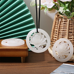 3 шт. натуральный афганский белый нефрит полые большие подвески&nbsp;G-CA0001-79