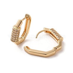 Латунные микро проложить серьги обруча кубического циркония EJEW-C073-33KCG