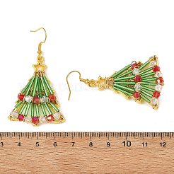 Pendientes colgantes navideños de vidrio y aleación&nbsp;EJEW-JE07527