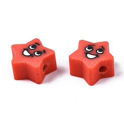 手作り樹脂粘土ビーズ  ジュエリー工芸用品のDIY用  スター  ミックスカラー  8.5~9x9~9.5x4.5mm  穴：1.6mm&nbsp;CLAY-N008-028