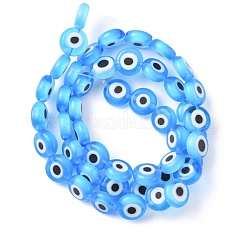 A mano a lume malocchio piatte fili di perle rotonde&nbsp;X-LAMP-L058-8mm-09