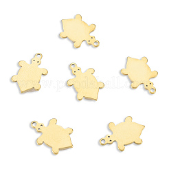 イオンプレーティング（IP）201ステンレススチールチャーム  カメ  18KGP本金メッキ  15x10x1mm  穴：1.2mm&nbsp;STAS-N098-125LG