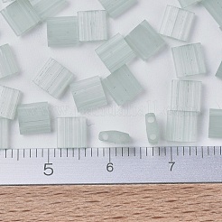 MIYUKIティラビーズ  日本製シードビーズ  2穴  （tl2560)シルクペールライトグリーン  5x5x1.9mm  穴：0.8mm  約118PCS /ボトル  10 G /ボトル&nbsp;SEED-JP0008-TL2560