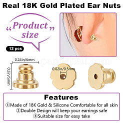 12 шт. Латунные гайки для ушей KK-BBC0016-30G