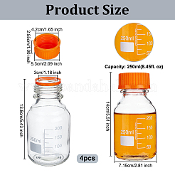 Многоразовая стеклянная бутылка для сред с темно-оранжевыми пластиковыми завинчивающимися крышками&nbsp;CON-WH0112-031B