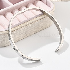 女性用304ステンレススチールラインストーンバングル  ステンレス鋼色  内径：2x2-3/8インチ（5x6cm）&nbsp;BJEW-Z092-16P