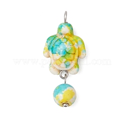 6 шт. 6-х цветные синтетические бирюзовые черепаховые круглые подвески&nbsp;PALLOY-JF04126