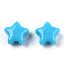不透明なアクリルビーズ  スター  ディープスカイブルー  9x9.5x5.5mm  穴：2.5mm  約2050個/500g&nbsp;MACR-T047-01-17