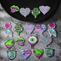 18 шт. 9 стиля акриловый кулон Хэллоуин ужас глаз бусины большой язык любовь скелет рука кулон сделай сам ювелирные изделия аксессуары JX817A