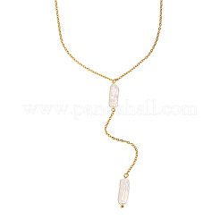 Длинные ожерелья-палочки из натурального жемчуга Кеши для женщин из нержавеющей стали SV1483