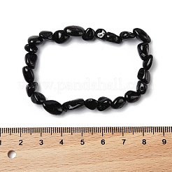 Braccialetti elasticizzati con perline di tormalina nera naturale&nbsp;X-BJEW-K213-36
